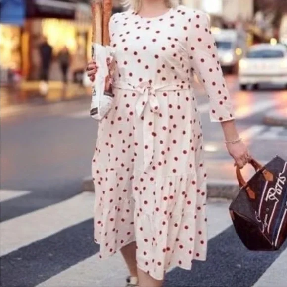 NWT Eloquii Tiered Polka Dot Dress White
Red Size 22 - Picture 13 of 13